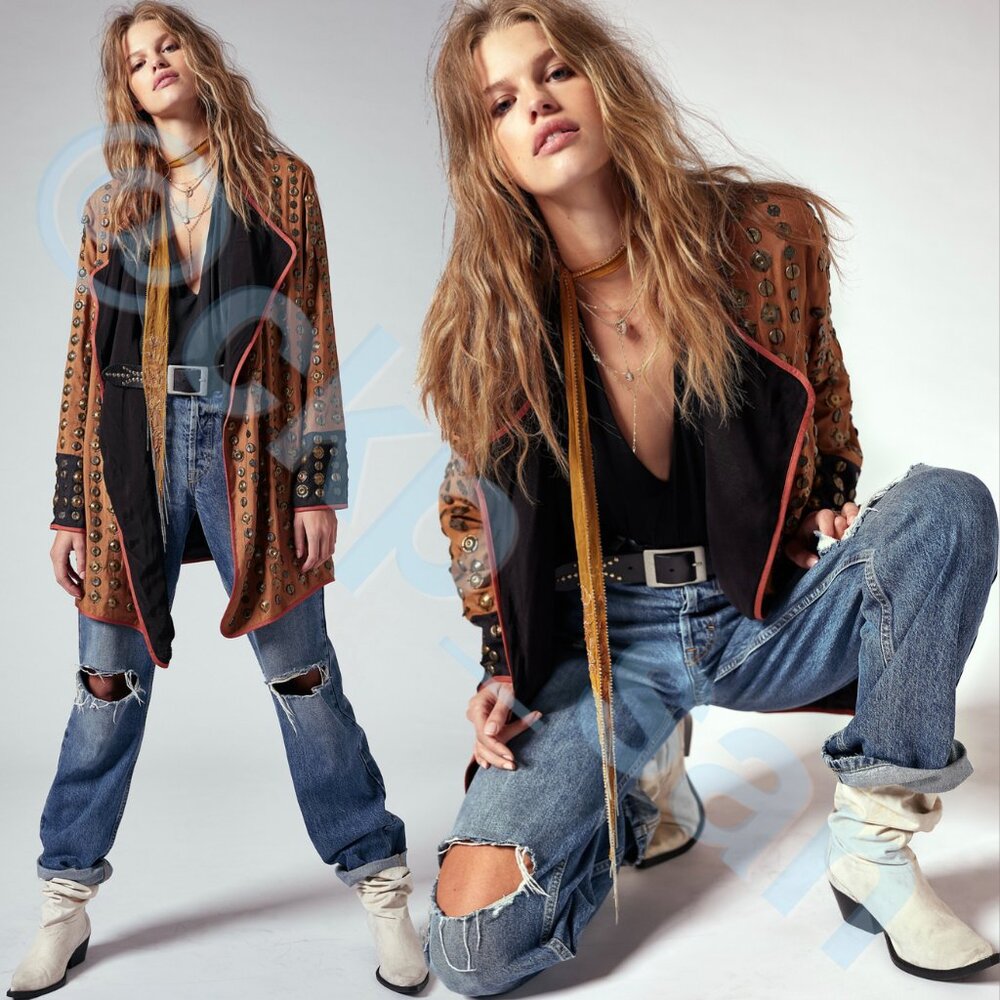 NWT Free People Crossed Coin Jacket Sz L - Picture 5 of 16